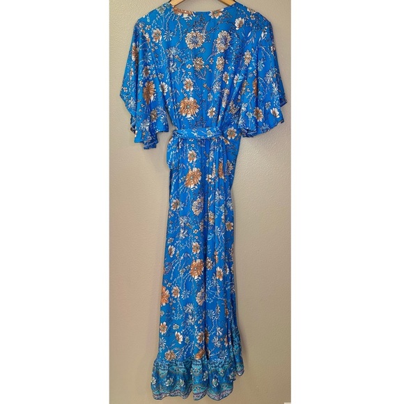 The Fox and the Mermaid Bohemian Jodoh Maxi Wrap Dress Floral Ruffle Flowy - Picture 9 of 11